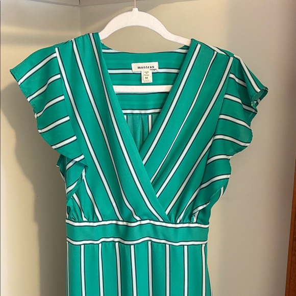Monteau | Emerald Striped Dress - Picture 2 of 6